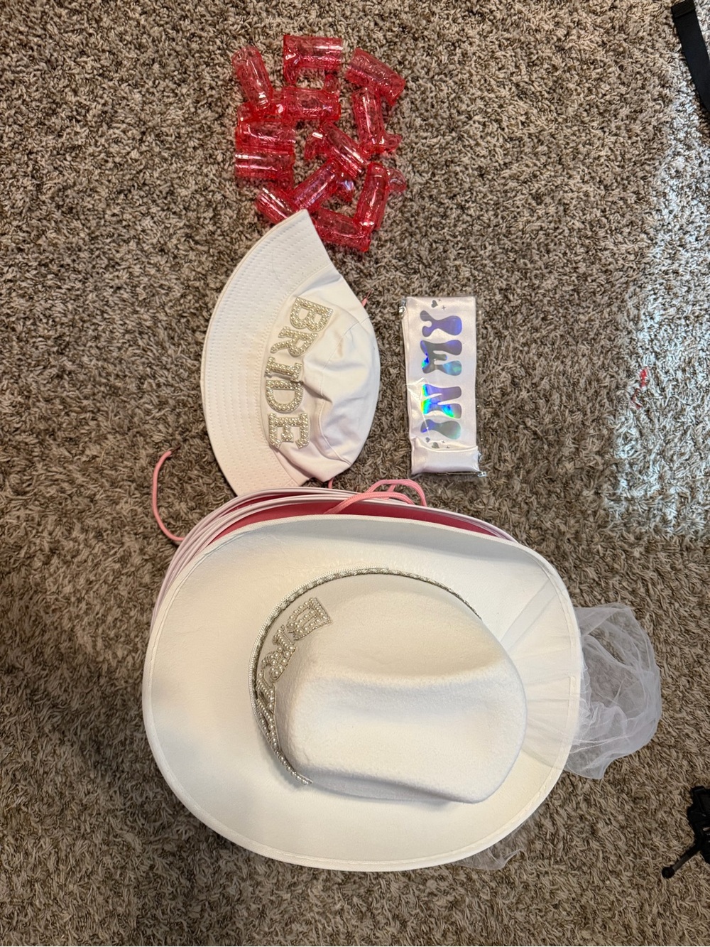 Bride Kids' White Cowgirl Hat with Veil - Bachelorette Party Accessory